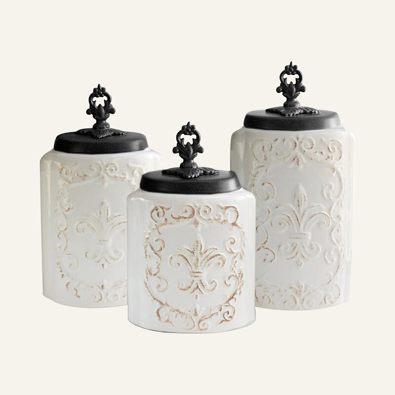 Kelly Clarkson Home Fleur De Lis 3 Piece Kitchen Canister Set Reviews   Fleur De Lis 3 Piece Kitchen Canister Set 